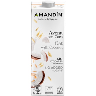 Bebida de Aveia sem Açúcares Adicionados Ecológica embalagem 1 L - Amandin