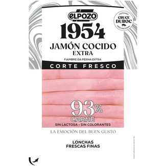 Edición 1954 Corte Fresco jamón cocido extra raza Duroc en lonchas finas envase 120 g sin gluten sin lactosa - Elpozo