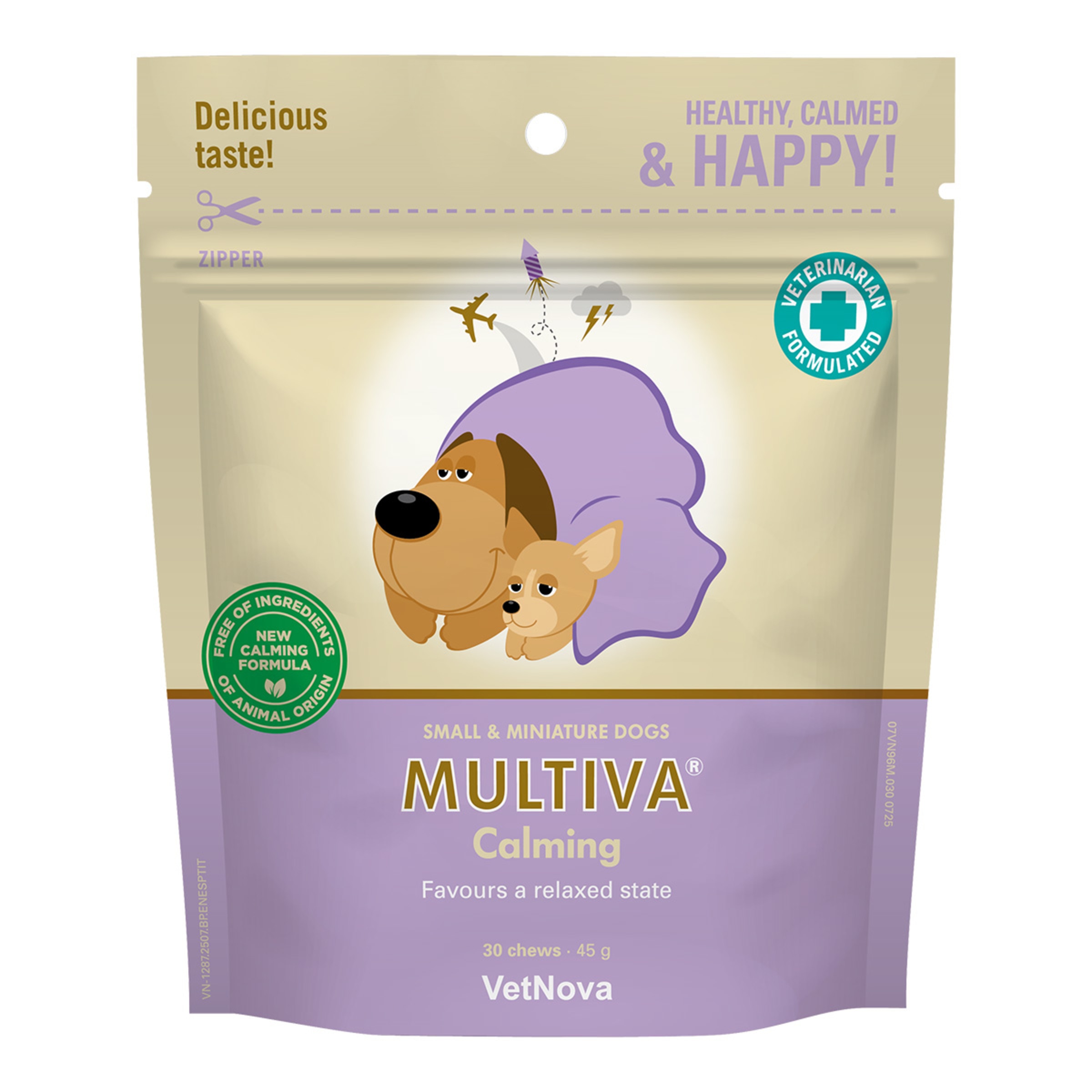 Imagen 0 de Alimento complementario para perros pequeños y mini Multiva Calming 30 chews