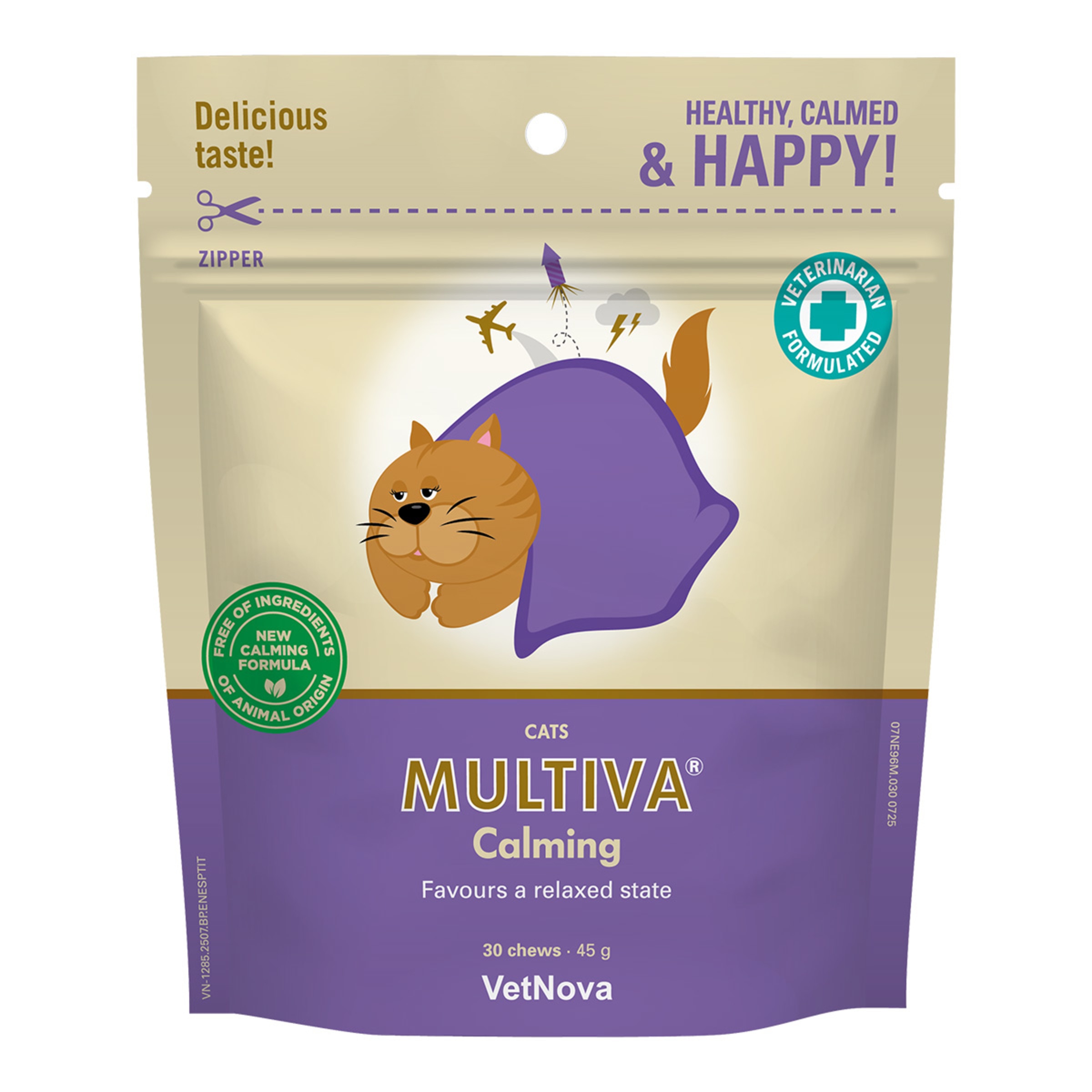 Imagen 0 de Alimento complementario para gatos Vetnova Multiva Calming 30 chews