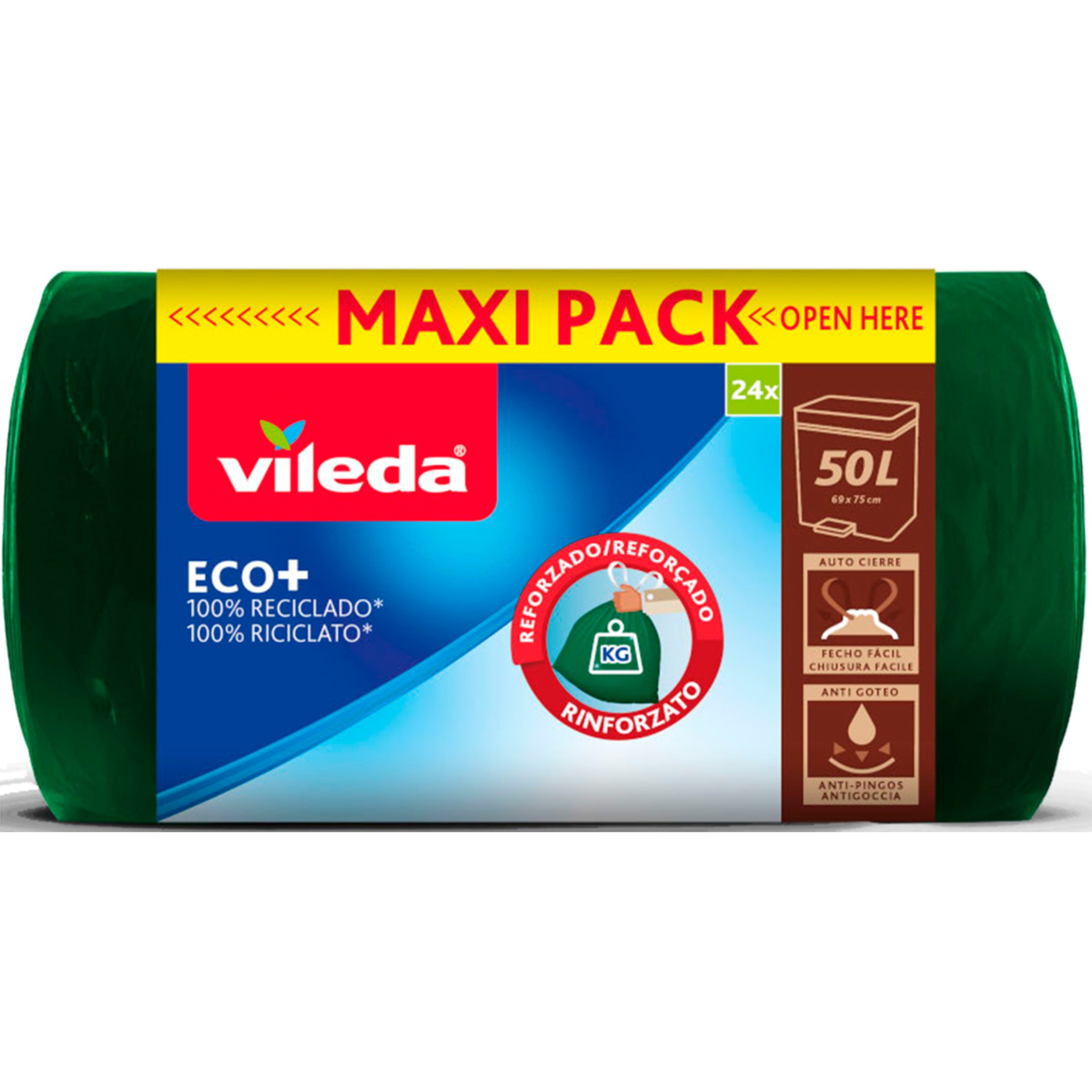 Saco do Lixo Eco+ 50L Maxi Rolo embalagem 24 unidades