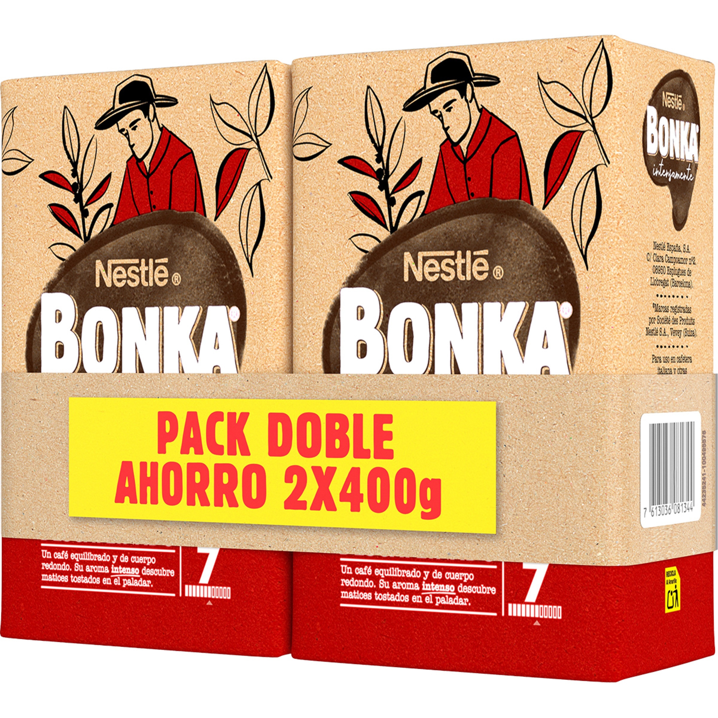 café descafeinado molido intensidad 7 pack 2 paquetes 400 g