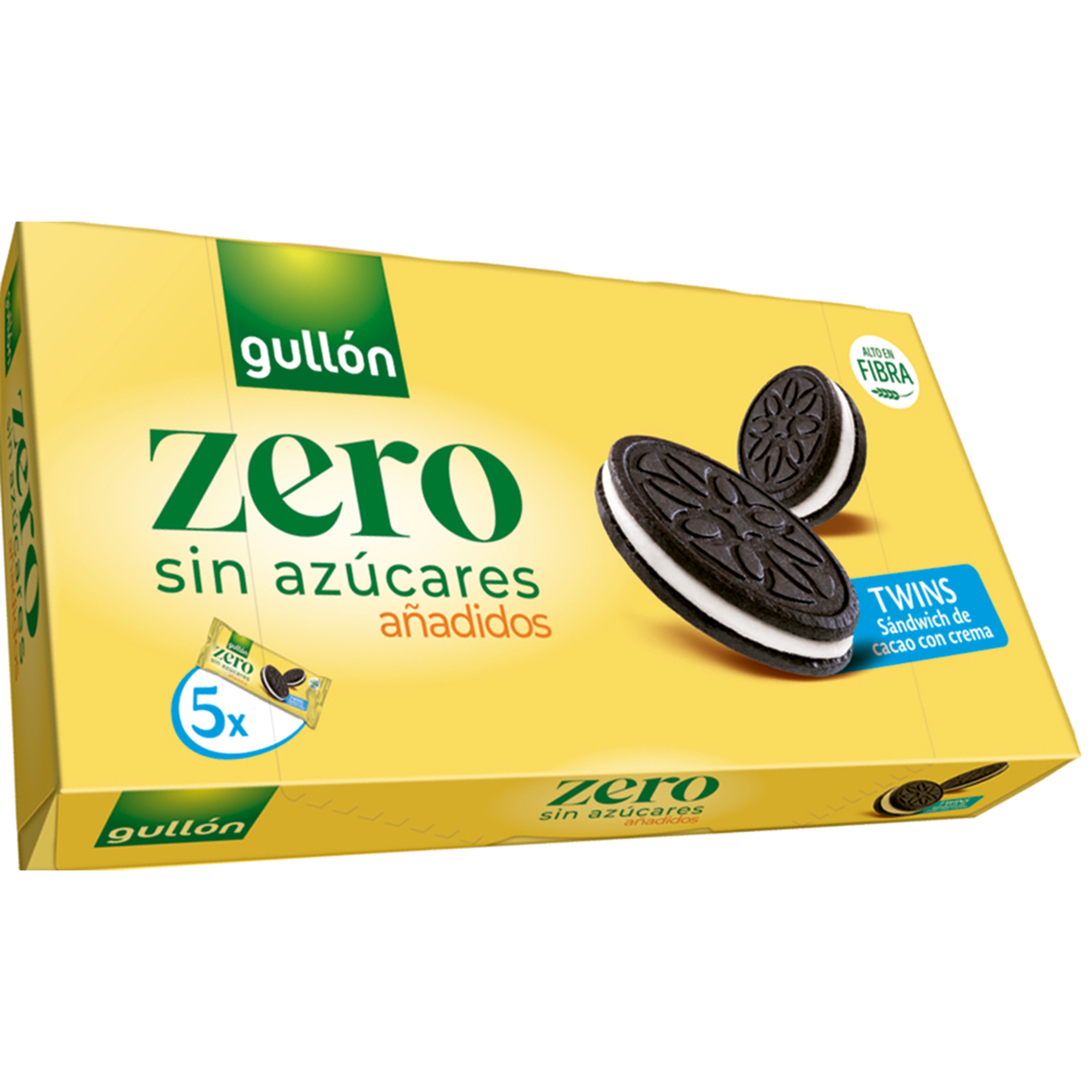 Bolachas de Cacau Twins Recheadas com Creme sem Açúcares Adicionados Pack 5 embalagem 210 g