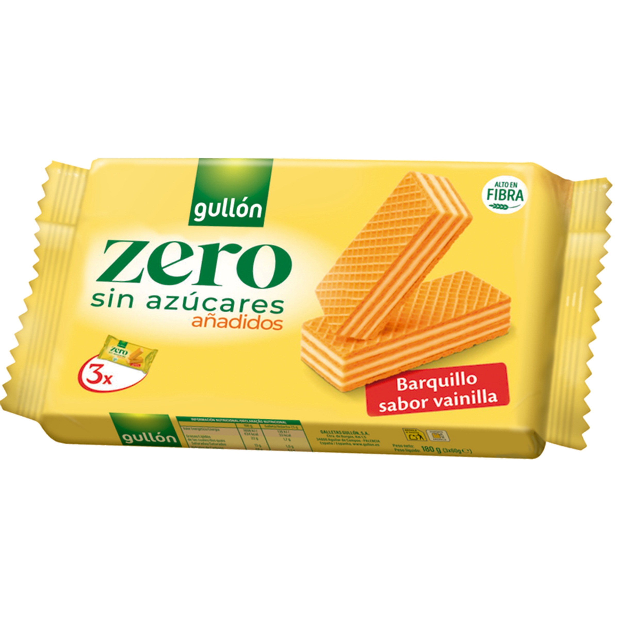 Wafers de Baunilha Vegetarianas sem Açúcar Pack 3 embalagem 180 g