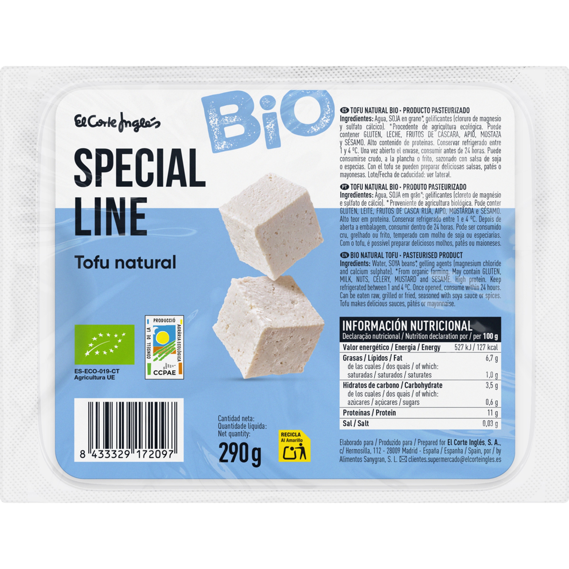 Bio tofu natural ecológico envase 290 g