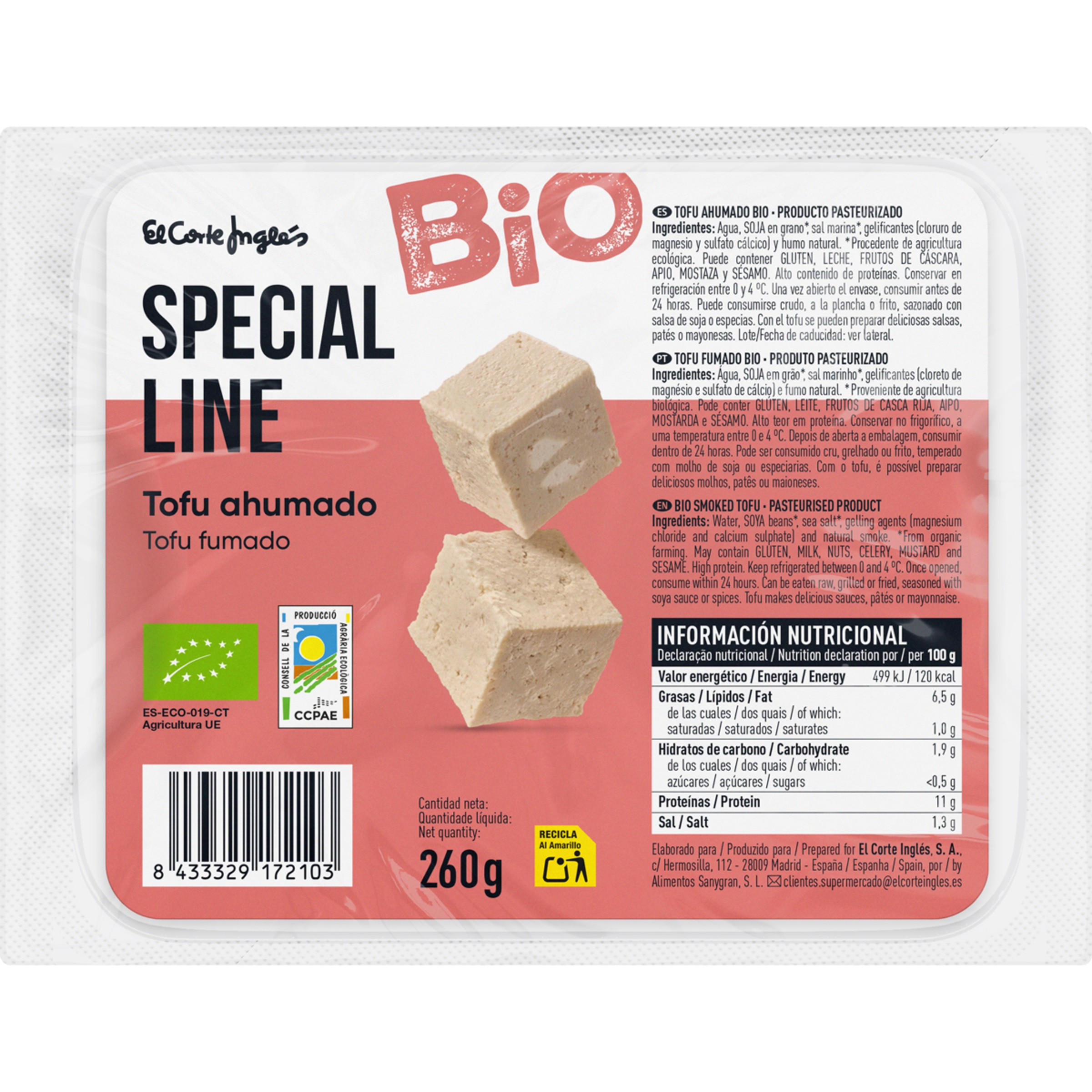 Bio tofu ahumado ecológico envase 260 g