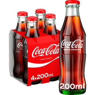 Refrigerante com Gás Sabor Original Vidro Pack 4 garrafa 20 cl - Coca-cola
