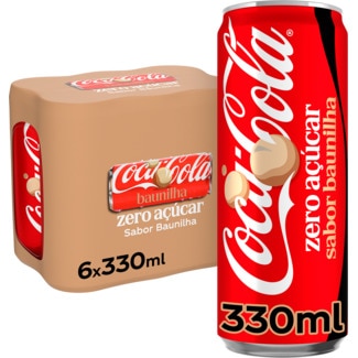 Refrigerante Zero Baunilha Pack 6 unidades lata 33 cl - Coca-cola