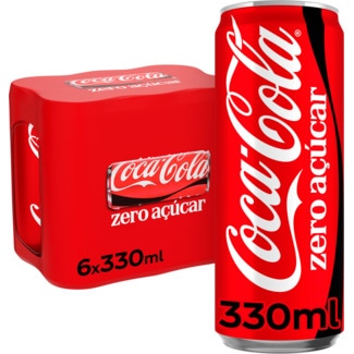 Refrigerante com Gás Zero Açúcar Pack 6 unidades lata 33 cl - Coca-cola
