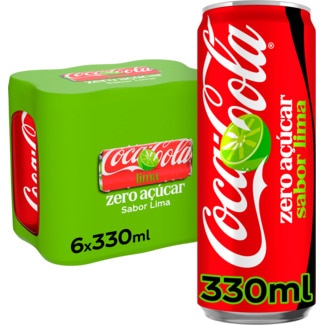 Refrigerante de Lima Zero Pack 6 unidades lata 33 cl - Coca-cola