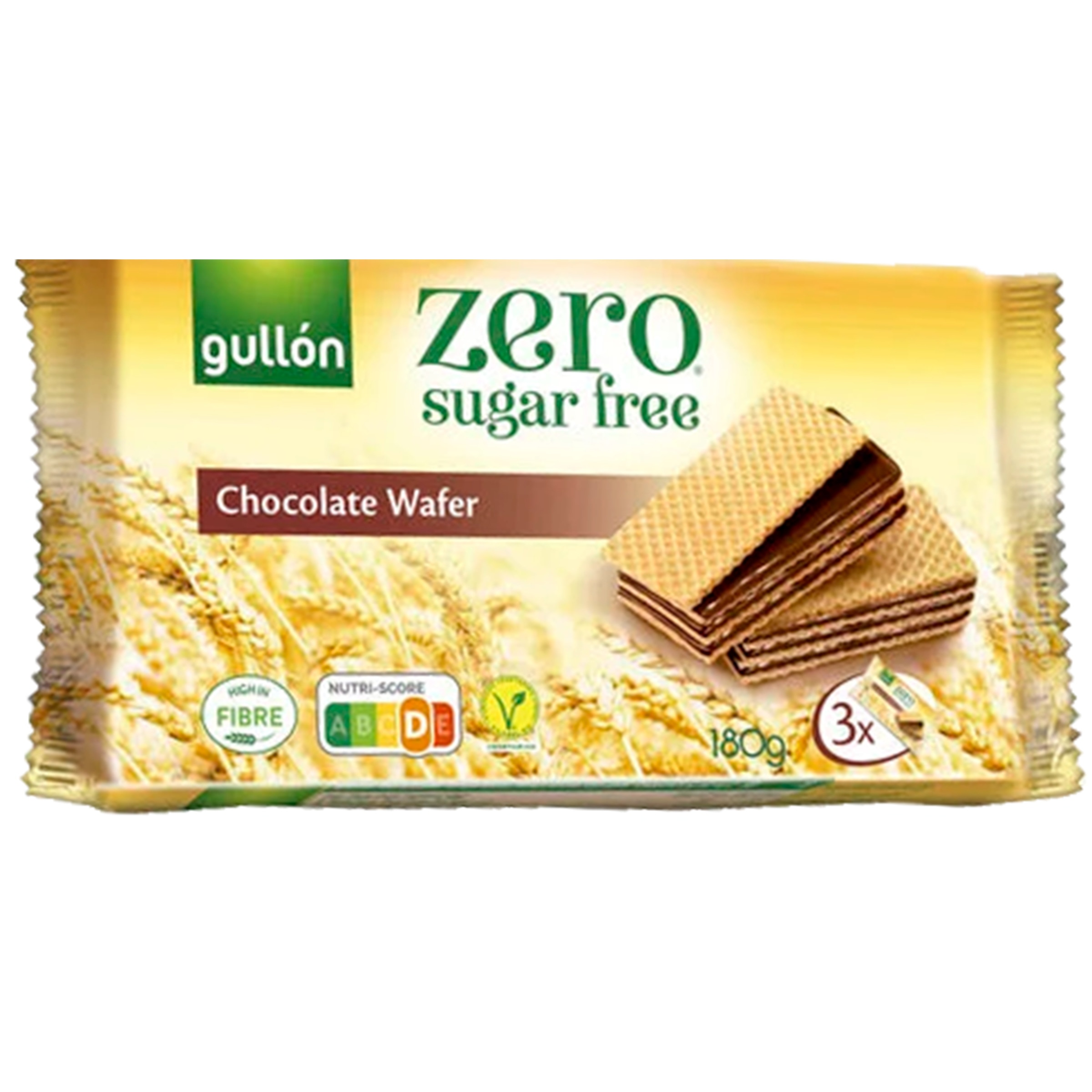 Wafers de Chocolate Vegetarianas sem Açúcar Pack 3 embalagem 180 g