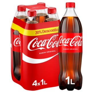 Refrigerante Original Pack 4 unidades garrafa 1 L - Coca-cola