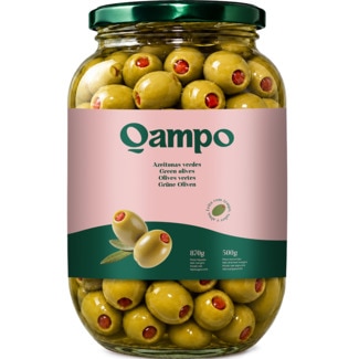 Azeitonas Verdes Recheadas com Pasta de Pimento 210 g - Qampo