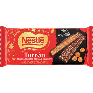 turrón de chocolate con relleno cremoso de maíz crujiente calidad standard tableta 233 g - Nestle