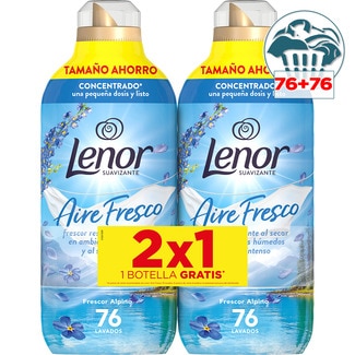 suavizante concentrado Aire Fresco Frescor Alpino pack 2 botellas 76 dosis - Lenor