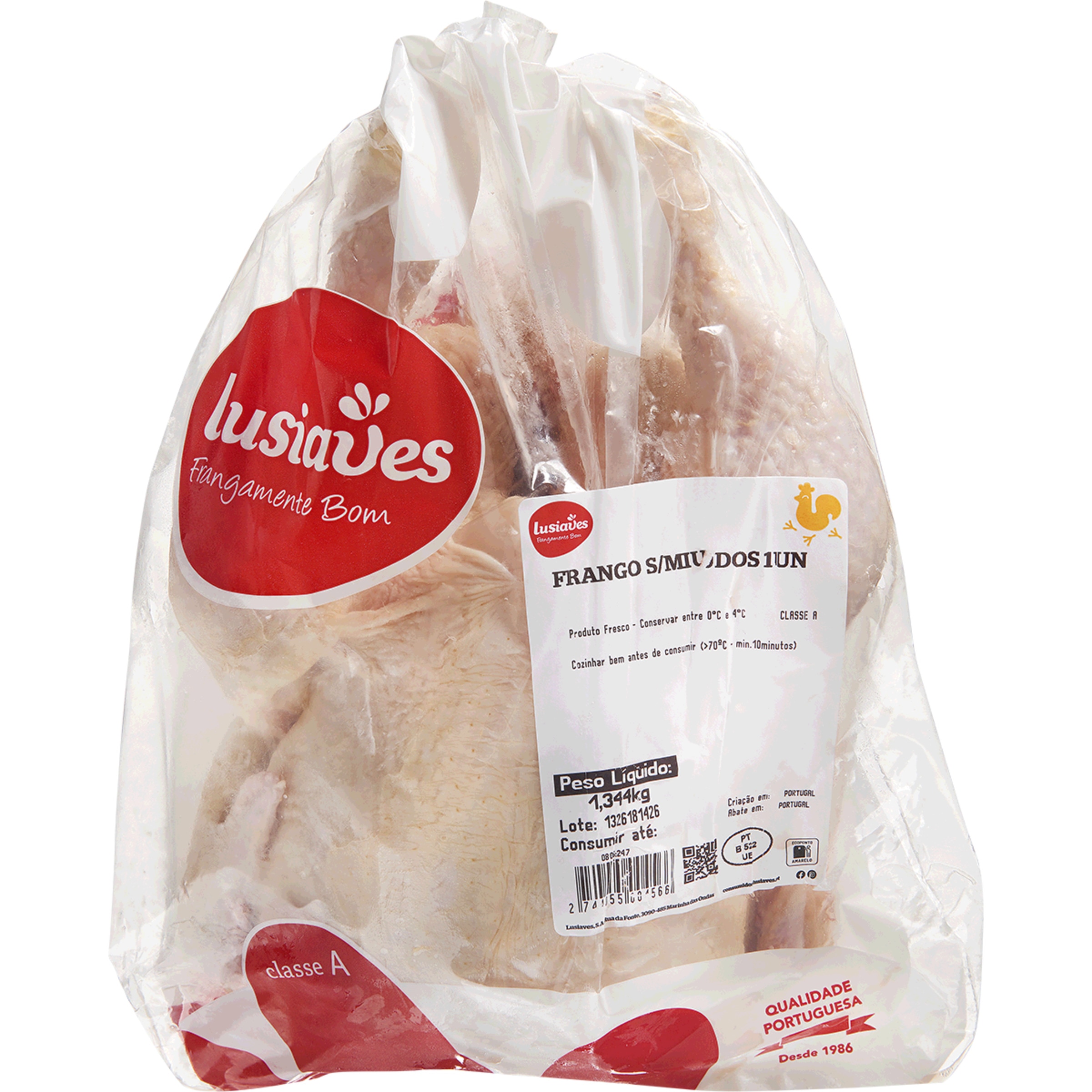 Frango Inteiro com Miúdos Embalado Lusiaves embalagem 1,3 kg