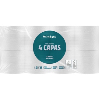 papel higiénico blanco 4 capas paquete 8 rollos - El Corte Ingles