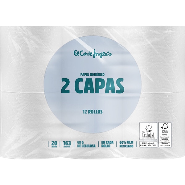 papel higiénico blanco 2 capas paquete 12 rollos