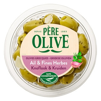 Azeitonas Verdes Com Alho unidade 150 g - Père Olive