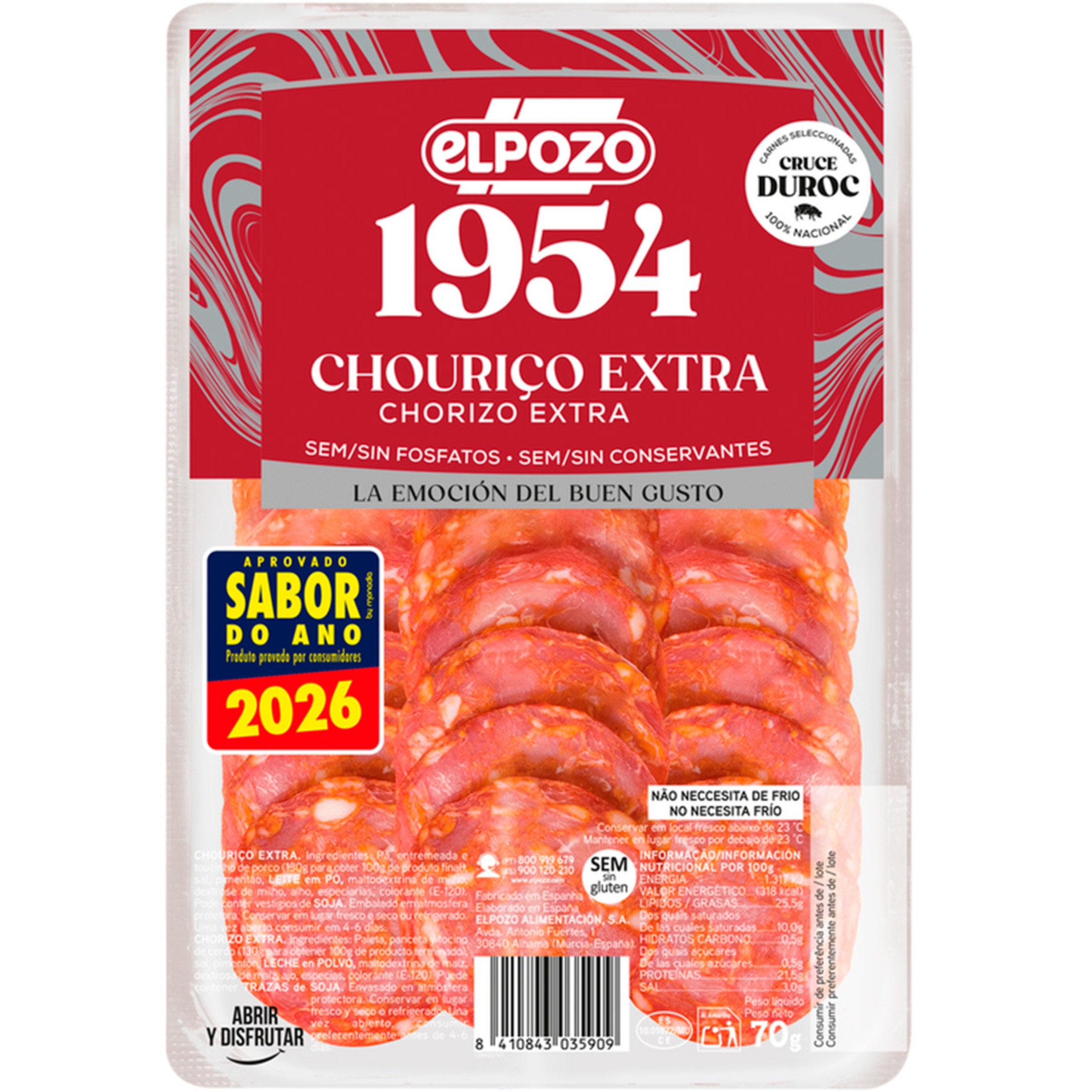 Chouriço Extra sem Glúten embalagem 70 g
