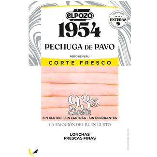 Peito de Peru em Fatias Finas sem Lactose embalagem 120 g - Elpozo 1954