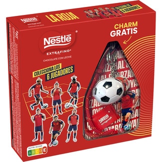 2 tabletas de  chocolate con leche 125 g, 1 tableta del chocolate con maíz de 84 g estuche 334 g + charm gratis de La Roja para tu mochila - Nestle Extrafino