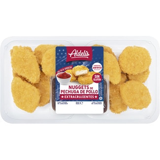nuggets de pechuga de pollo con salsa barbacoa sin gluten bandeja 320 g - Aldelis