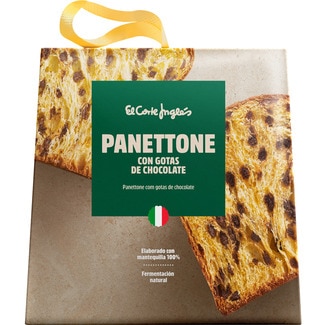 panettone con gotas de chocolate elaborado con mantequilla 100% y fermentación natural estuche 750 g - El Corte Ingles
