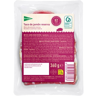 taco de jamón Reserva taco 360 g curación mínima 12 meses - El Corte Ingles