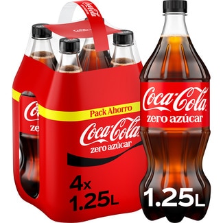 refresco de cola sin azúcar pack 4 botellas 1,25 l - Coca-cola Zero