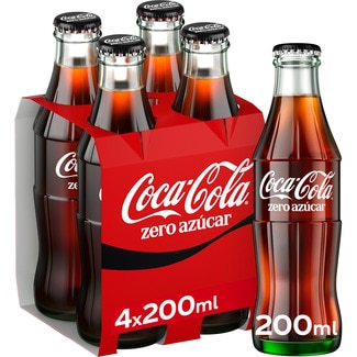 refresco de cola sin azúcar pack 4 botellas 20 cl (envase de vidrio) - Coca-cola Zero