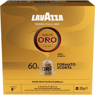 café natural Qualitá Oro 100% Arábica intensidad 8/13 estuche 60 cápsulas compatibles con máquinas Nespresso - Lavazza