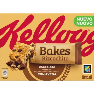 bizcochito con avena y chocolate 4 unidades envasadas individualmente estuche 180 g - Kellogg's