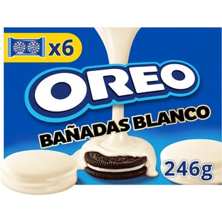 galletas de chocolate rellenas de crema bañadas en chocolate blanco paquete 246 g 6 bolsitas de 2 unidades - Oreo