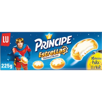 Estrellas galletas rellenas de chocolate blanco paquete 225 g - Principe