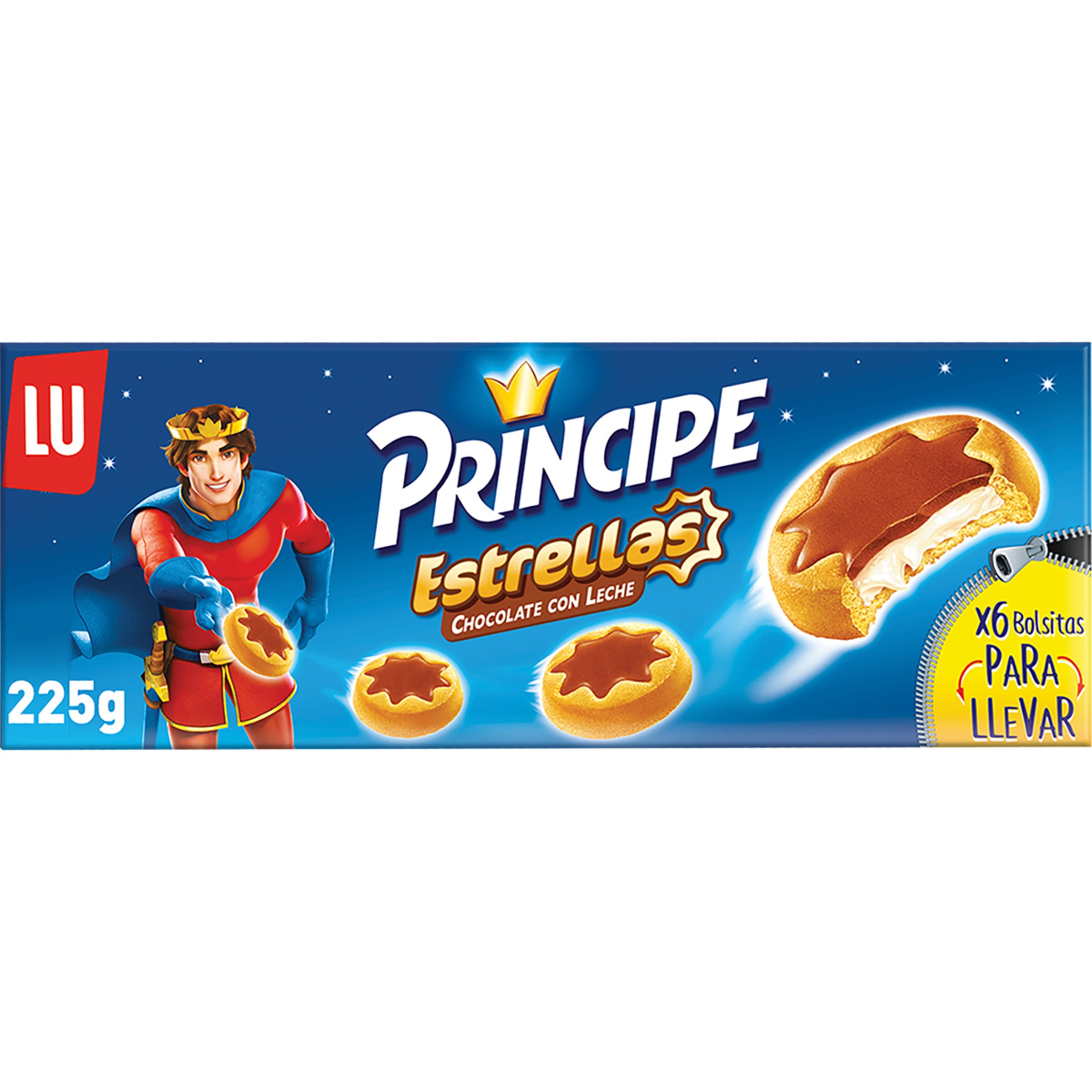 Estrellas galletas rellenas de chocolate paquete 225 g
