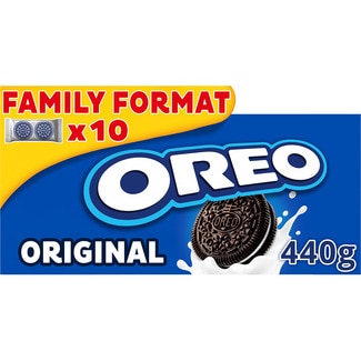 galletas de chocolate rellenas de crema formato familiar 10 bolsitas individuales estuche 440 g 10 bolsitas con 4 unidades - Oreo