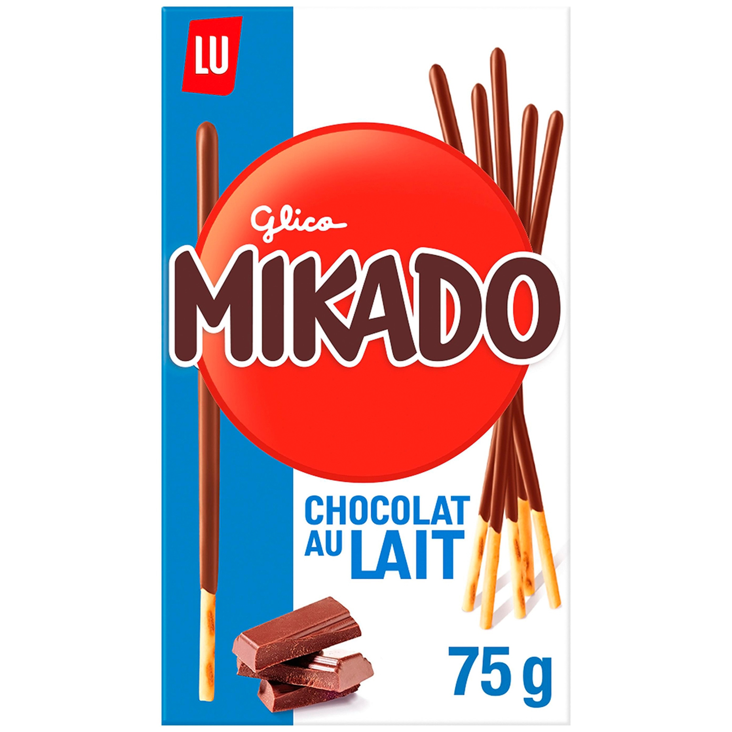 palitos de galleta recubiertos de chocolate con leche paquete 75 g