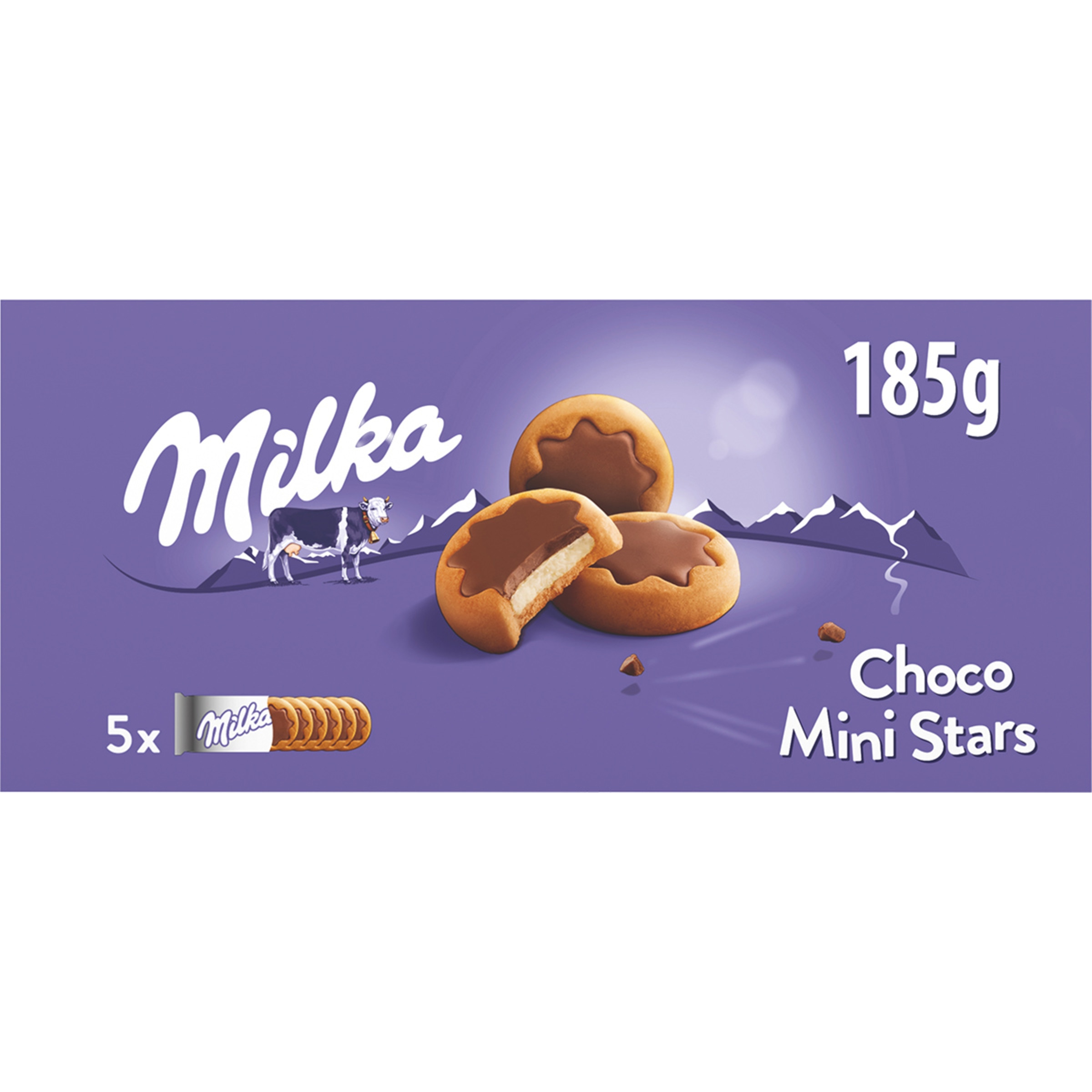Choco Stars mini estrellas galletas con chocolate 5 envases individuales paquete 150 g