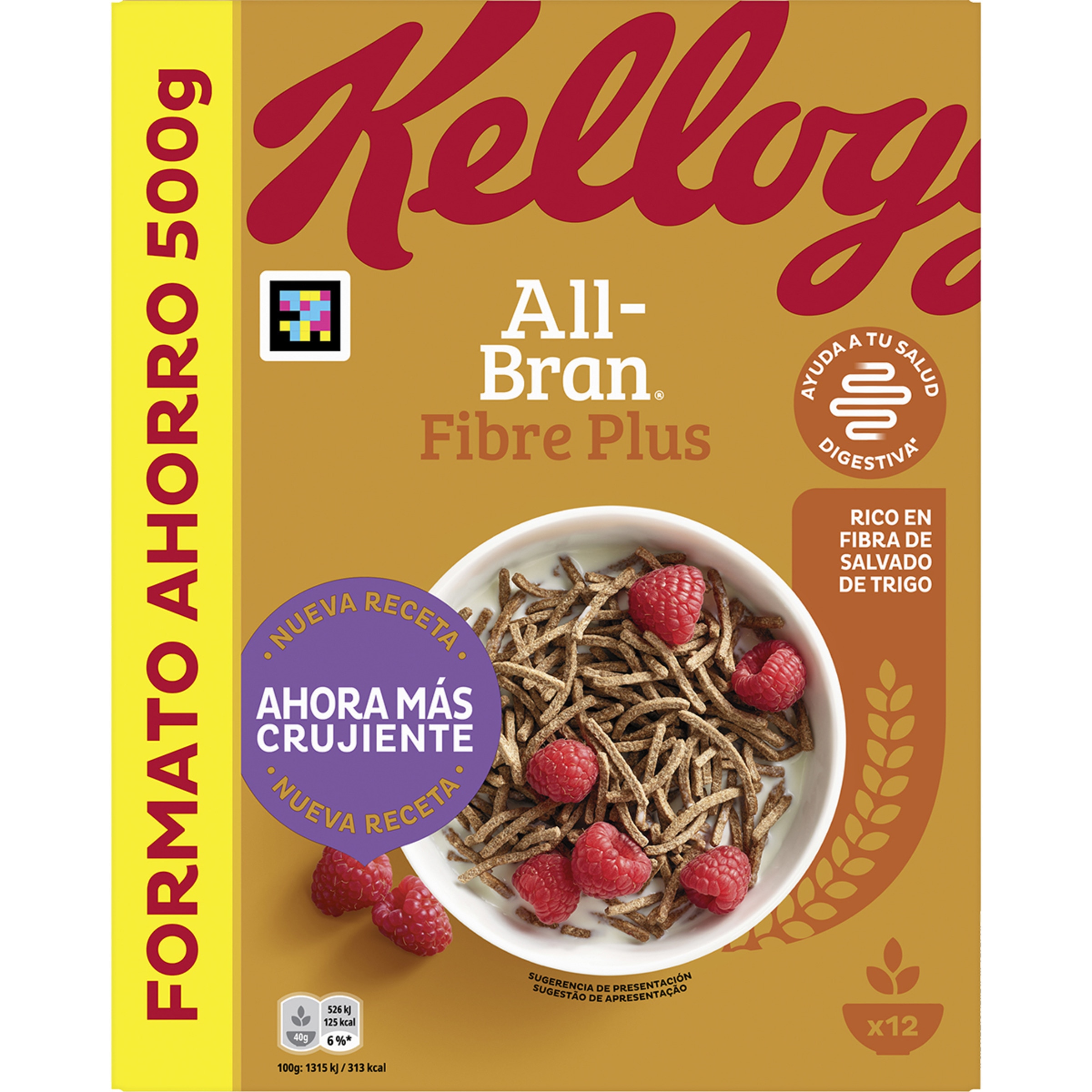 Fibre Plus cereales de desayuno con salvado de trigo paquete 500 g