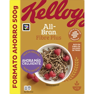 Fibre Plus cereales de desayuno con salvado de trigo paquete 500 g - Kellogg's All-bran
