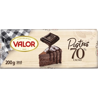Postres chocolate negro 70% sin gluten tableta 200 g - Valor