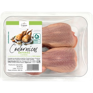 codornices enteras 2 unidades bandeja 320 g peso aproximado - Urgasa