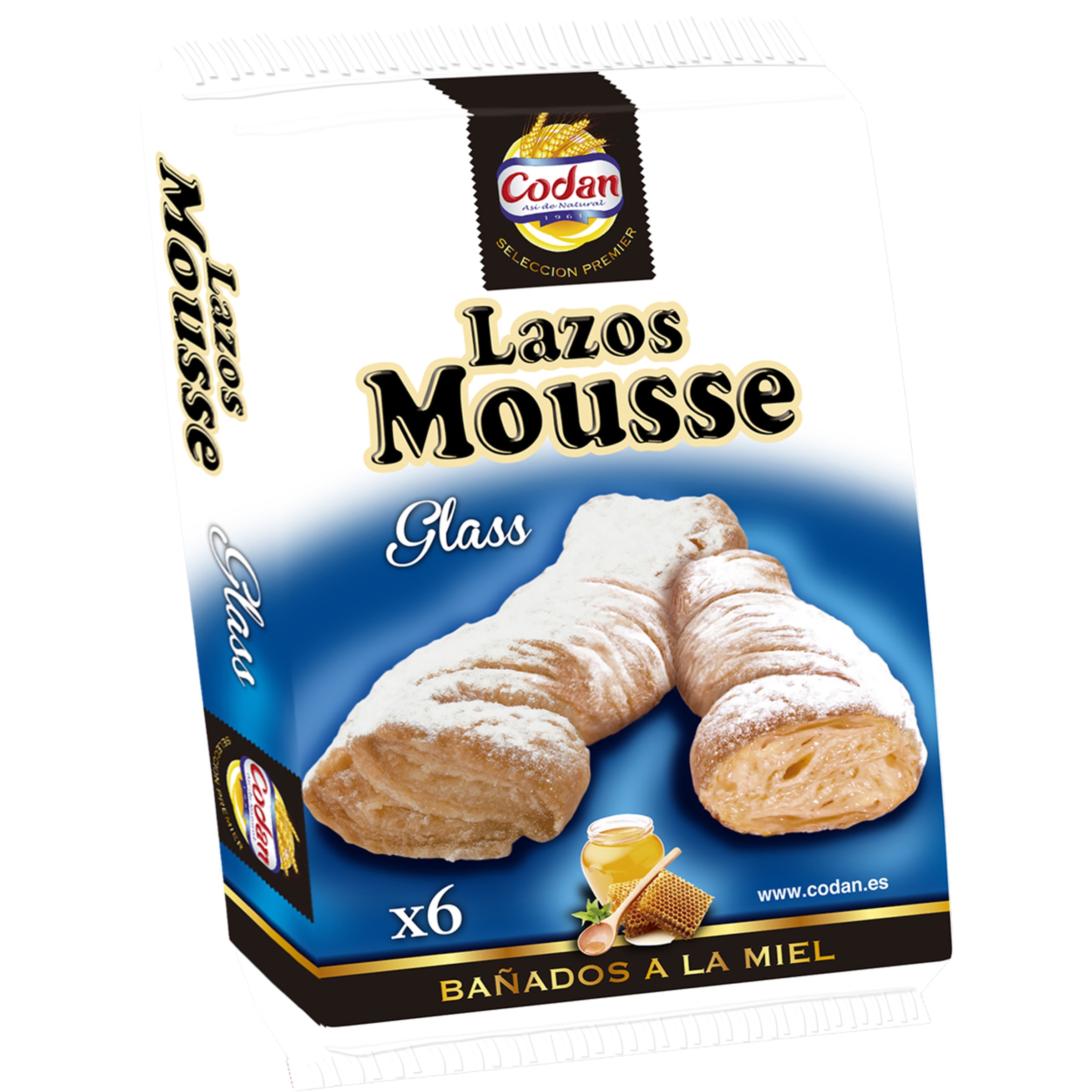 lazos bañados a la miel glass 6 unidades bandeja 189 g