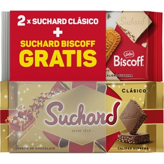 2x turron de chocolate clásico + 1x turrón Biscoff gratis pack tableta 230 g - Suchard