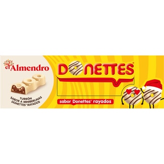 turrón sabor a mini berlinas Donettes rayados tableta 150 g - El Almendro