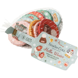 monedas de chocolate con leche Hello Winter sin gluten unidad 41 g - Simon Coll