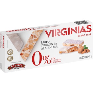 0% turrón duro de almendra sin azúcares añadidos Calidad Suprema tableta 150 g - Virginias