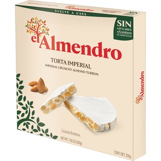 torta imperial de turrón duro 0% azúcares añadidos Calidad Suprema estuche 200 g - El Almendro