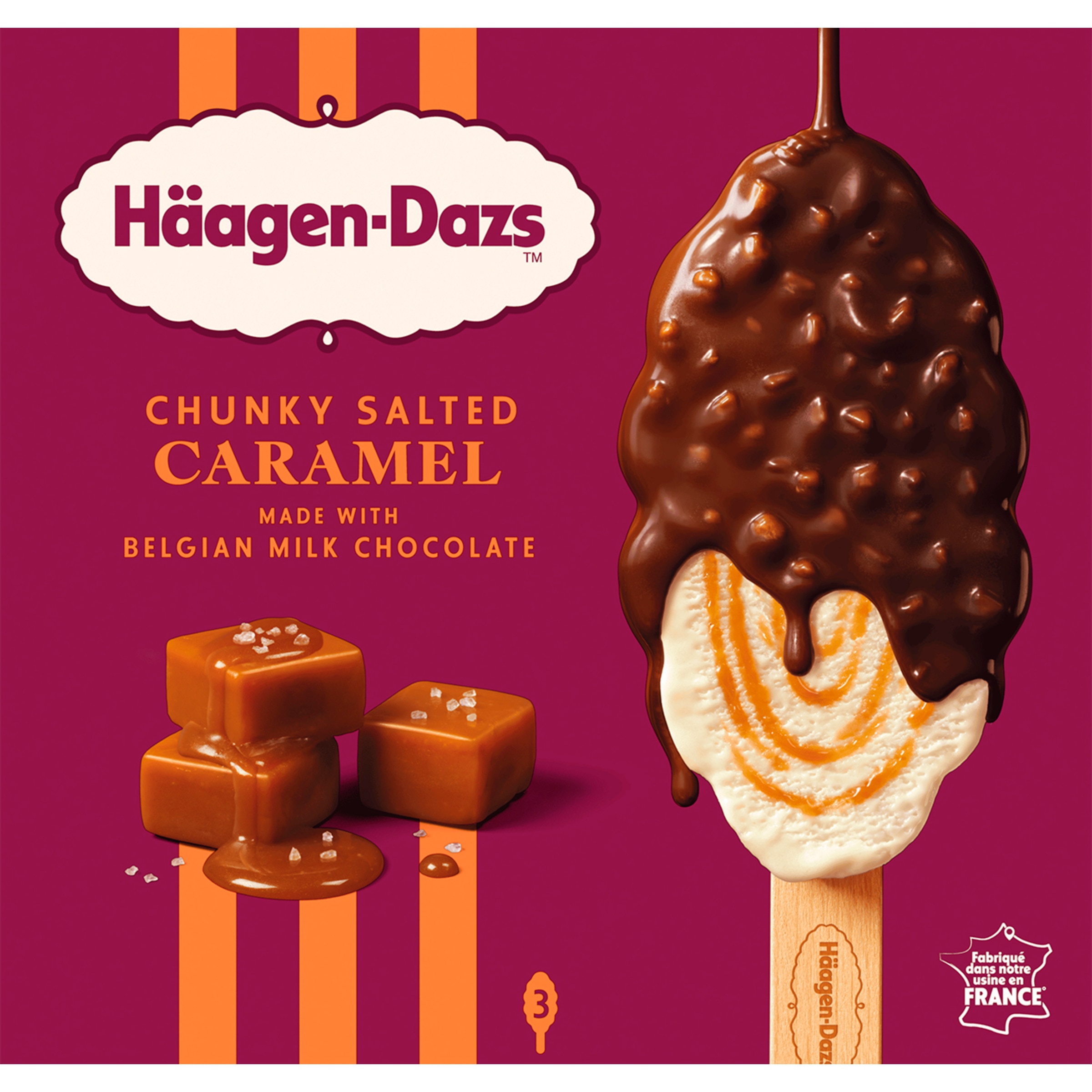 Gelado Caramelo Salgado Pack 3 unidades embalagem 240 ml
